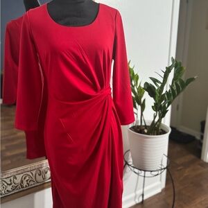 Jones New York Vibrant Red Long Sleeve Dress